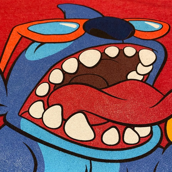 Stitch Eating Ice Cream T Shirt Red Size M Disney - Picture 8 of 12